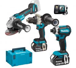 MAKITA DLX3155TJ Aku sada DDF486+DTD153+DGA504 Li-ion LXT 18V (2x5,0Ah+DC18RC+MAKPAC)